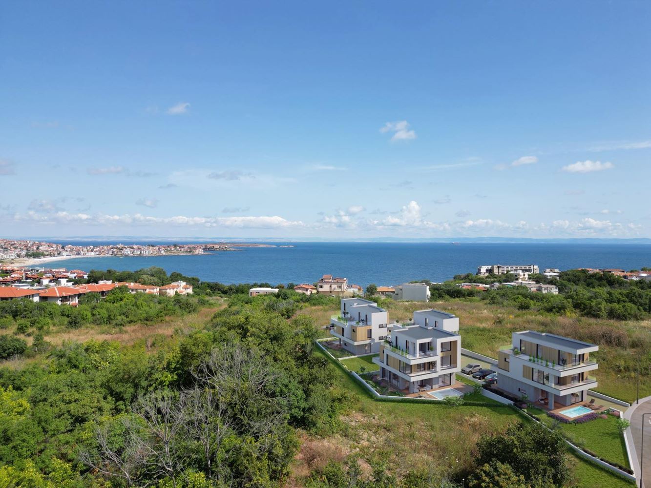 Wolnostojący trzypiętrowy dom w butikowym kompleksie luksusowych domów z panoramą na morze w Budżace – Sozopol